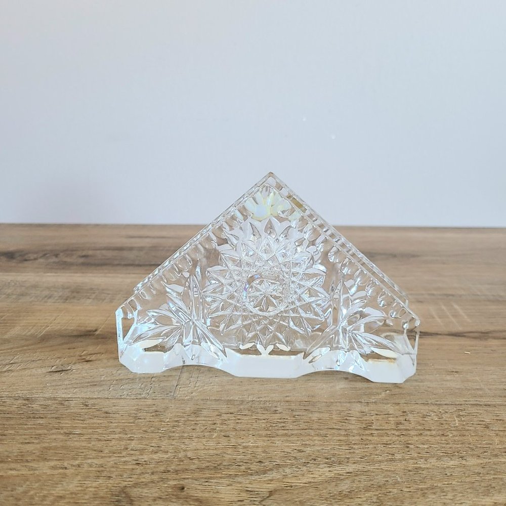 Vintage 1990s Bohemia Czech Republic Crystal napkin holder.